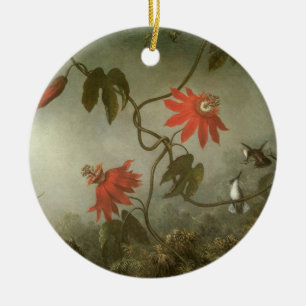 Ornamento De Cerâmica Flores da Paixão e Beija-flores de Martin J Heade