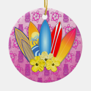 Ornamento De Cerâmica Flores da prancha e do hibiscus