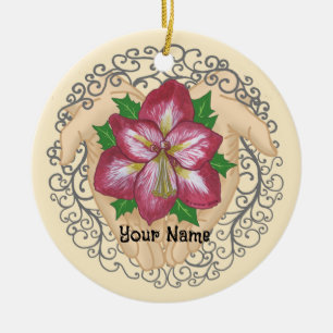 Ornamento De Cerâmica Flores de Amarílis nas Mãos