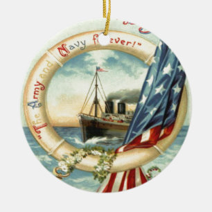 Ornamento De Cerâmica Flores de Âncora de Bandeira dos EUA Colete salva-