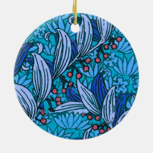 Ornamento De Cerâmica Flores De Batik Florais Azuis