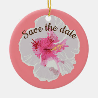 Ornamento De Cerâmica Flores de Hibisco Branco Personalizadas