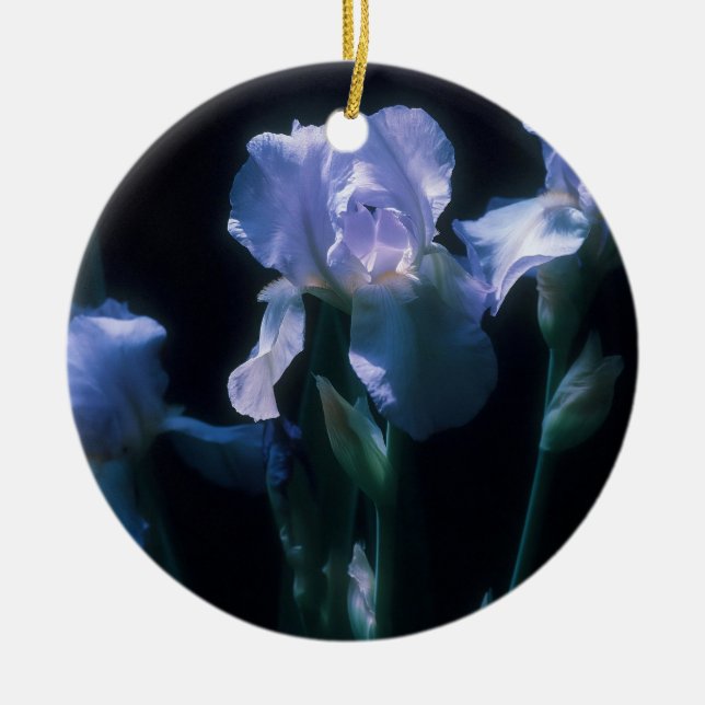 Ornamento De Cerâmica Flores de Íris ao Crepúsculo (Frente)