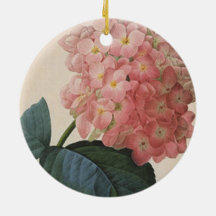 Ornamento De Cerâmica Flores de Jardim Antigo, Hortênsia Rosa