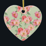 Ornamento De Cerâmica Flores de Jardim Rosa bonito Aquarela<br><div class="desc">flores cor-de-água,  cor-de-rosa e horta,  verdes,  do jardim</div>