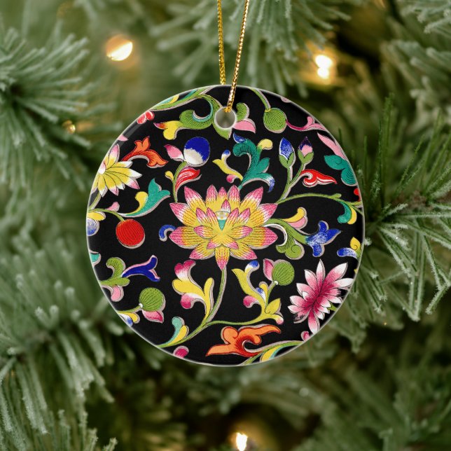 Ornamento De Cerâmica Flores de Lotus e Vinha (Árvore)