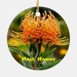 Ornamento De Cerâmica Flores de Maui, Lavanda & Protea,