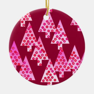 Ornamento De Cerâmica Flores de Natal modernas - vinho e rosa