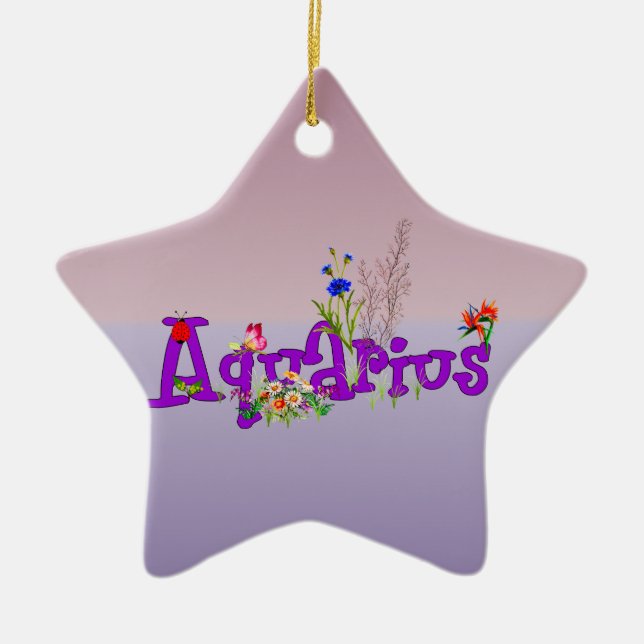 Ornamento De Cerâmica Flores do Aquário (Frente)