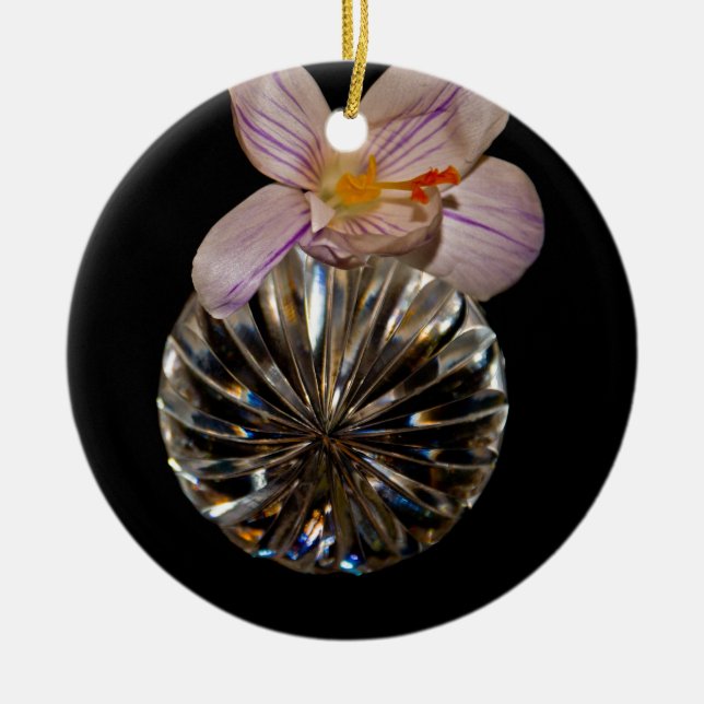 Ornamento De Cerâmica Flores e Cristal (Frente)