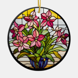 Ornamento De Cerâmica Flores em Vidro Estreitado