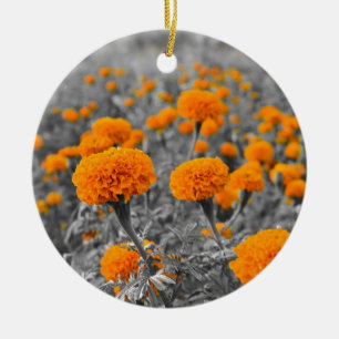 Ornamento De Cerâmica Flores Marigold ou Tagetes