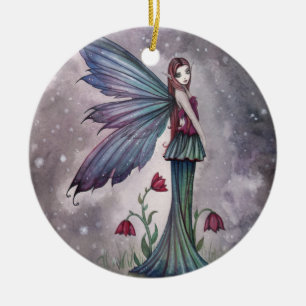 Ornamento De Cerâmica Flores no Inverno Arte de Fantasia de Fadas