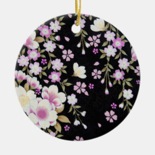 Ornamento De Cerâmica Flores Rosa em Cascata Faltadas
