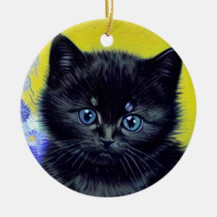 Ornamento De Cerâmica Flores Roxas Pretas de Gogh