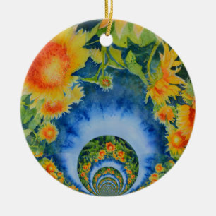 Ornamento De Cerâmica Flores solares elegantes da boêmia