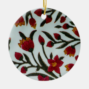 Ornamento De Cerâmica Flores Vermelhas