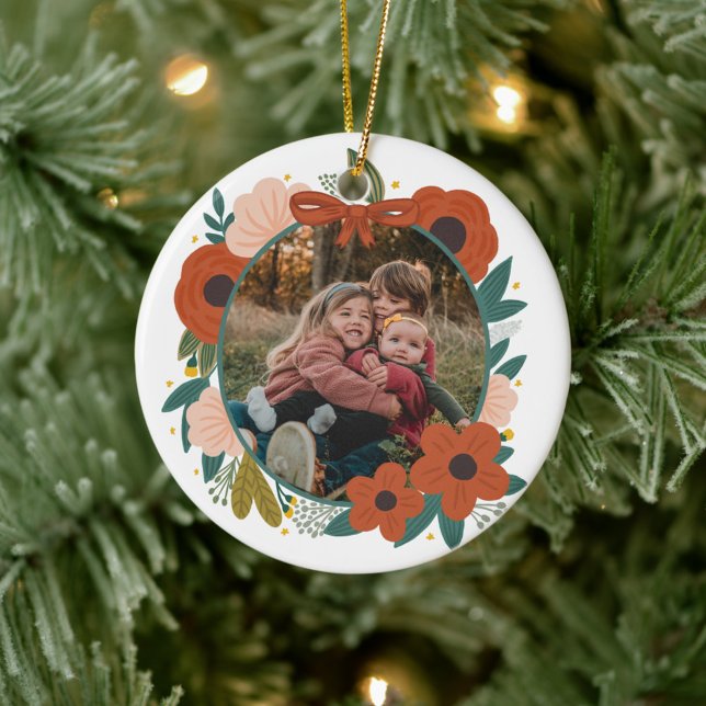 Ornamento De Cerâmica Flores Vermelhas Botânicas Férias Férias Férias Fé (Criador carregado)