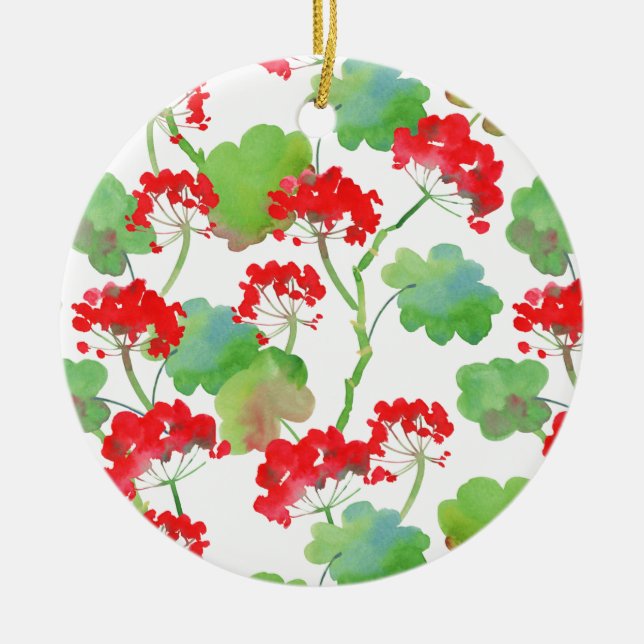 Ornamento De Cerâmica Flores vermelhas (Pelargónio) (Frente)