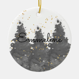 Ornamento De Cerâmica Floresta de Aquarela