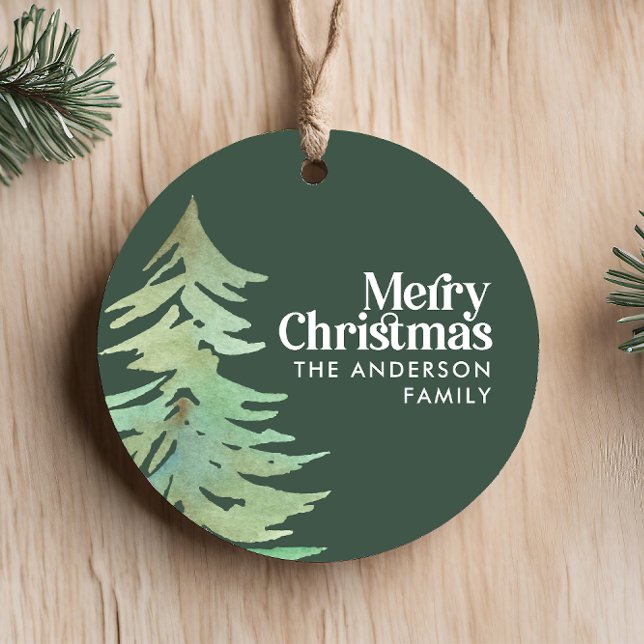 Ornamento De Cerâmica Floresta de aquarela natalina (Criador carregado)