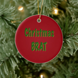Ornamento De Cerâmica Floresta De Natal, Dourado Brat, Vermelho Crimson