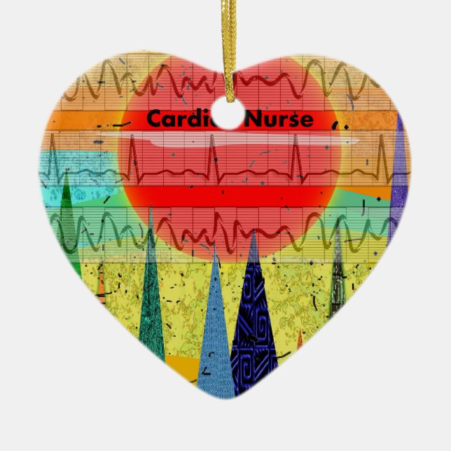 Ornamento De Cerâmica Floresta mágica da enfermeira cardíaca (Frente)