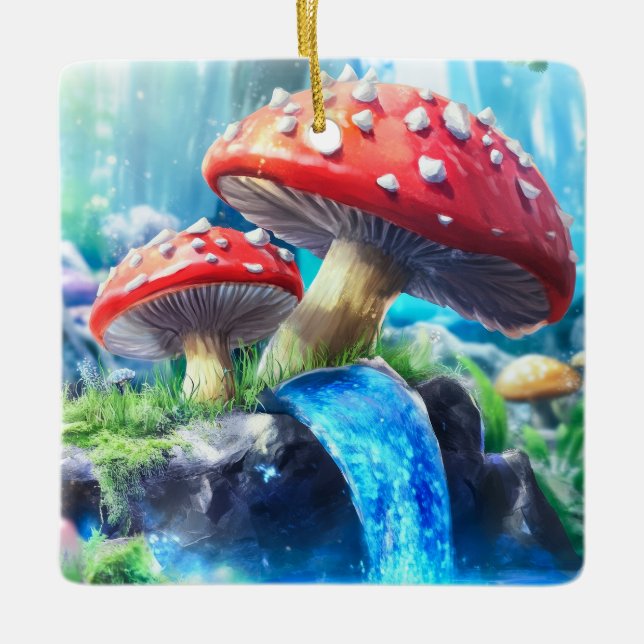 Ornamento De Cerâmica Floresta Mushroom (Frente)