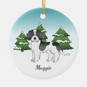 Ornamento De Cerâmica Floresta Negra de Inverno Mini Goldendoodle