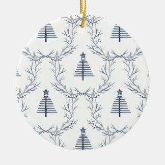 Ornamento De Cerâmica Floresta Russa Azul de inverno Nórdica Scandi Nata