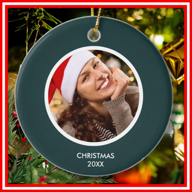 Ornamento De Cerâmica Floresta Verde Branco Iniciais Modernos Monograma  (Criador carregado)