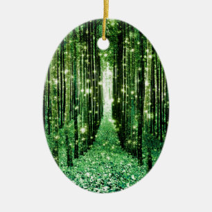 Ornamento De Cerâmica Floresta Verde Mágica Mistério