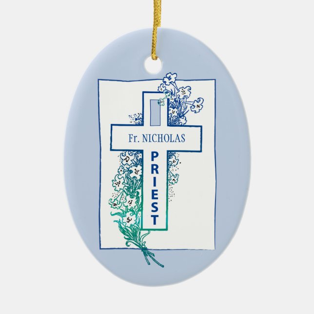 Ornamento De Cerâmica Florestas Cruzadas do Padre Personalizadas (Frente)
