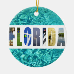 Ornamento De Cerâmica Florida Beach Ocean Viagem Photo Christmas