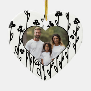 Ornamento De Cerâmica Flórida de rabisco-minimalista Elegante