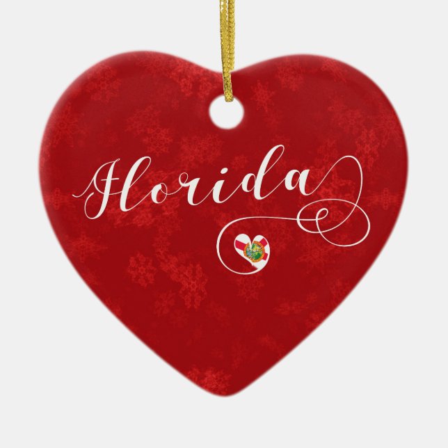 Ornamento De Cerâmica Florida Heart, Christmas Tree Ornament, Floridian (Frente)