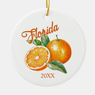 Ornamento De Cerâmica Flórida Personalizada Laranja
