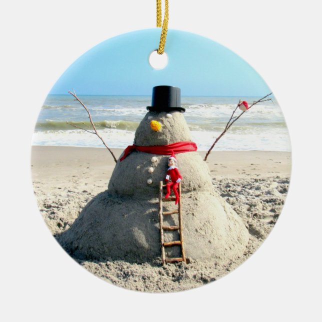 Ornamento De Cerâmica Florida Snowman Ornament (Frente)