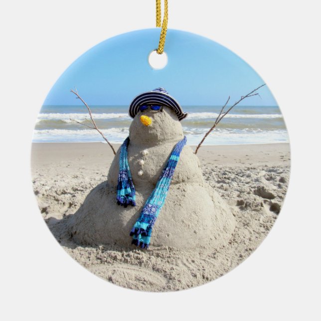 Ornamento De Cerâmica Florida Snowman Porcelain Ornament (Frente)