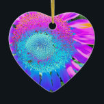 Ornamento De Cerâmica Florim azul-rosa púrpura do girassol elegante<br><div class="desc">Foto de girassol gigante azul e rosa -</div>