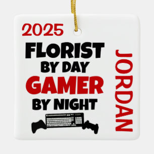 Ornamento De Cerâmica Florist ama Jogar Videos games