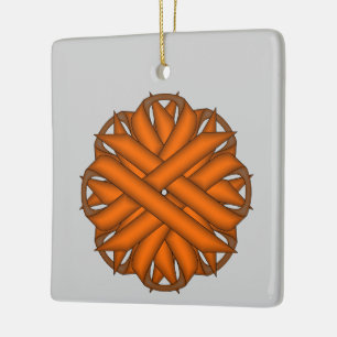 Ornamento De Cerâmica Flower Orange Ribbon por Kenneth Yoncich