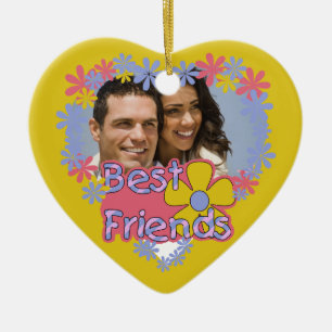 Ornamento De Cerâmica Flower Power Best Friends Photo Keepsaet