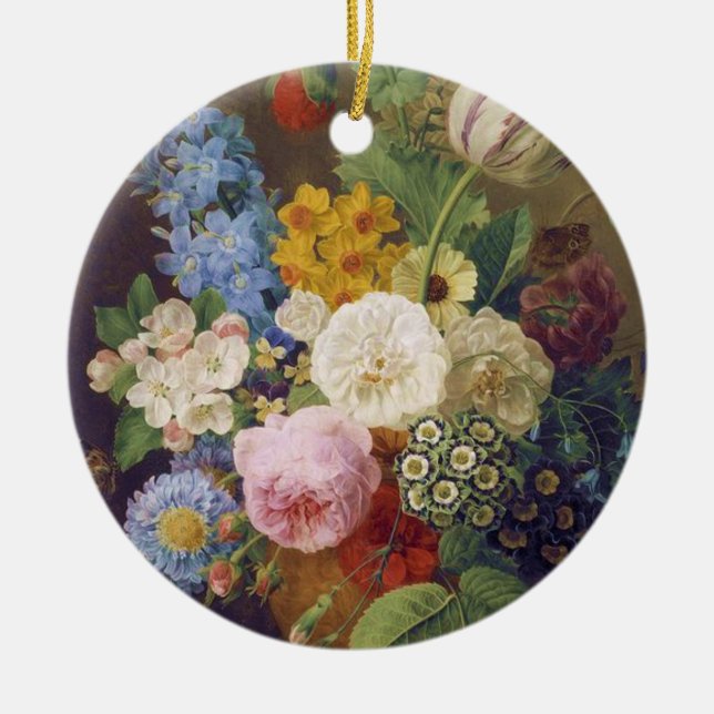 Ornamento De Cerâmica Flower Still Life by Jean Ulrich Tournier (Frente)