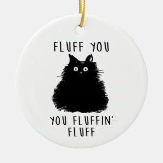 Ornamento De Cerâmica Fluff Você Desenho De Gato Preto