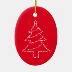 Ornamento De Cerâmica  Flute Text Christmas Tree   Ceramic Ornament