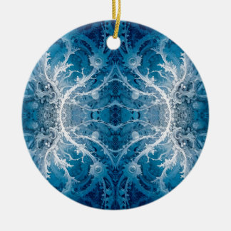 Ornamento De Cerâmica Fluxo Cósmico Sagrado - Simetria de Prata Azul