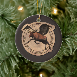 Ornamento De Cerâmica Flying Moose Aviation Patch