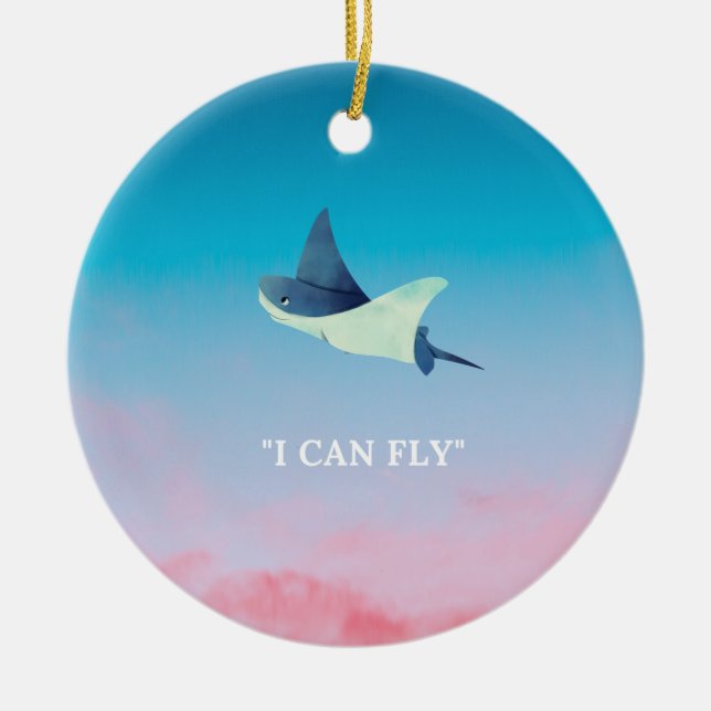 Ornamento De Cerâmica Flying Stingray (Frente)