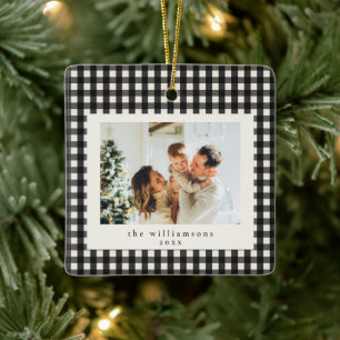 Ornamento De Cerâmica Fofa Ginga Xadrez Preto Personalizado Natal Foto